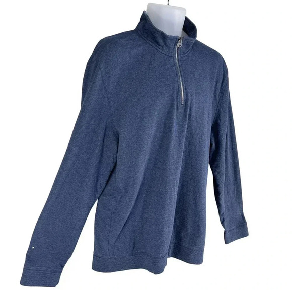 Calvin Klein Jeans Mens XL Blue 1/4 Zip Pullover Sweatshirt Minimalist Dad Wear - Picture 6 of 14